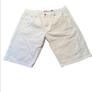1738 DYNASTY WHITE DENIM SHORTS MEN'S 42 SLIM 100% COTTON